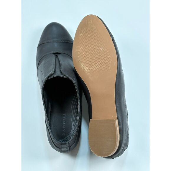 Trouvé Leather Shoes Women’s Size 7.5 | Black Slip-On Flats with Low Heel - Picture 3 of 4